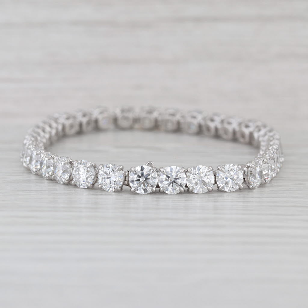 15ctw VS2 Lab Grown Diamond Tennis Bracelet 18k White Gold 7" 5mm