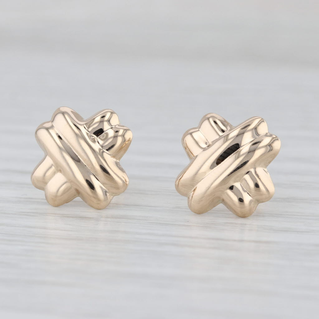 X Cross Over Stud Earrings 10k Yellow Gold Studs