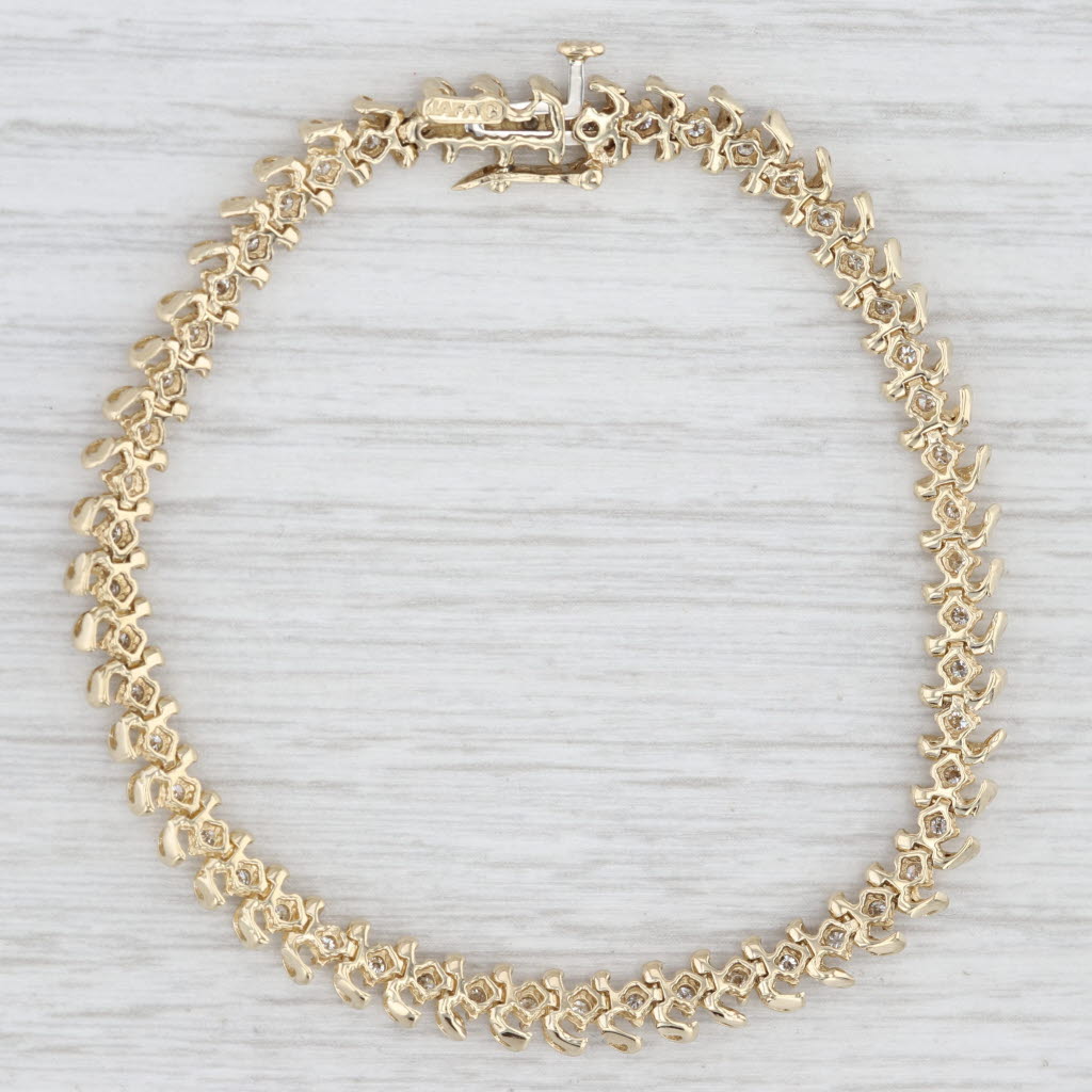Light Gray 0.76ctw Diamond Tennis Bracelet 14k Yellow Gold 7" 5.6mm
