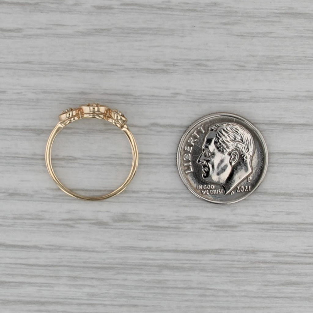 Diamond 3-Stone Circles Ring 10k Yellow Gold Size 4.75
