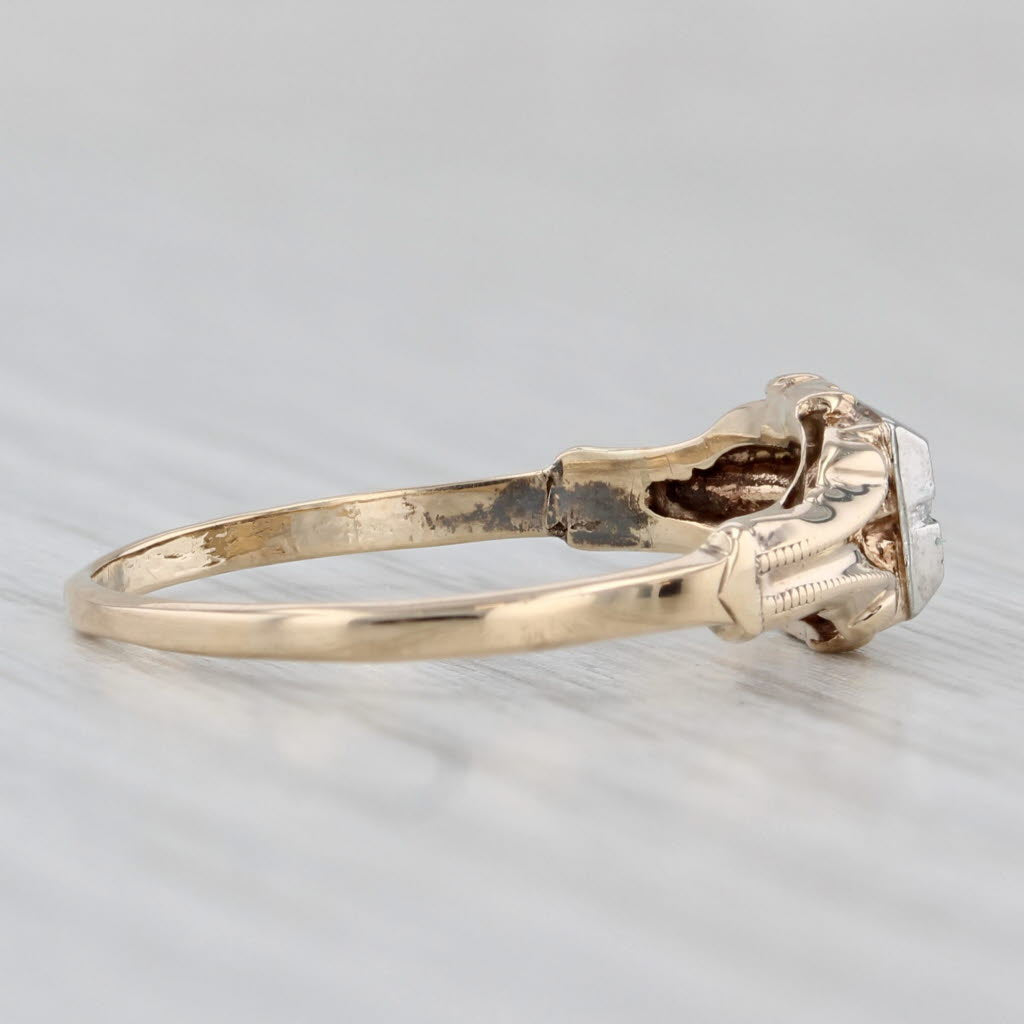 Light Gray Vintage Diamond Solitaire Ring 10k Yellow Gold Size 7