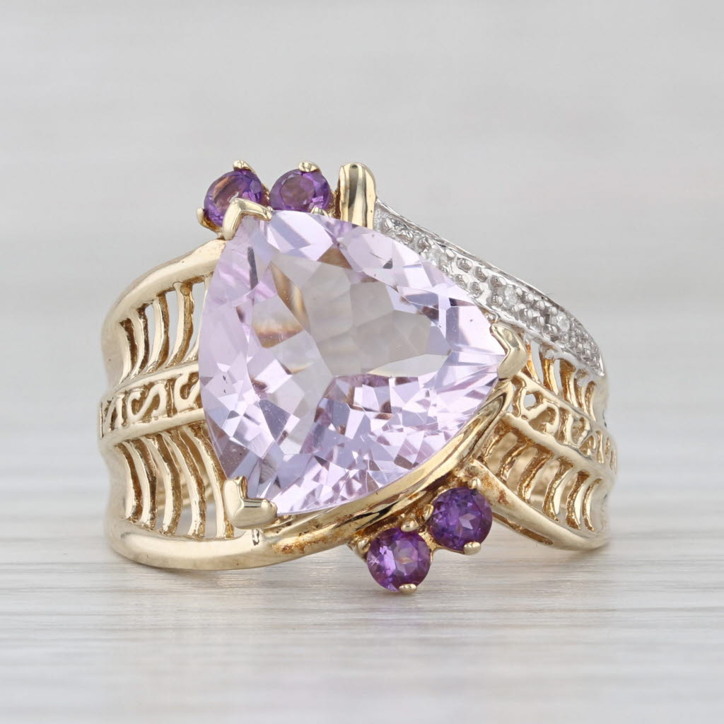 1.80ctw Amethyst Diamond Cocktail Ring 10k Yellow Gold Size 8.25