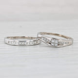Light Gray 0.76ctw Diamond Engagement Ring Wedding Band Bridal Set 14k White Gold Size 7.5