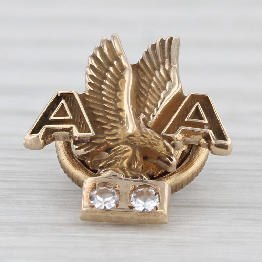 Light Gray American Airlines Eagle Pin 10k Gold Cubic Zirconia Service Award souvenir