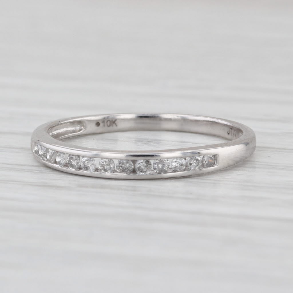 0.13ctw Classic Diamond Wedding Band 10k White Gold Stackable Anniversary Ring
