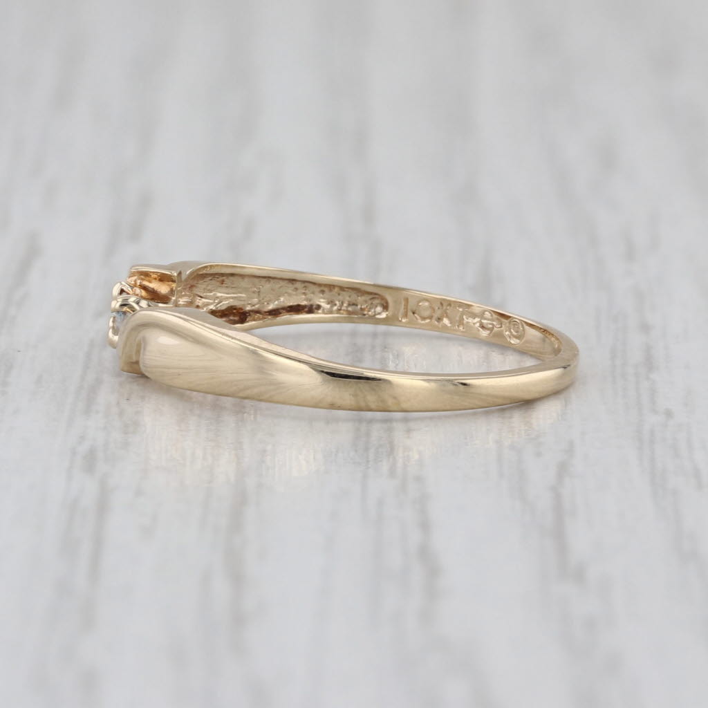 Diamond Solitaire Bypass Ring 10k Yellow Gold Size 7 Stackable