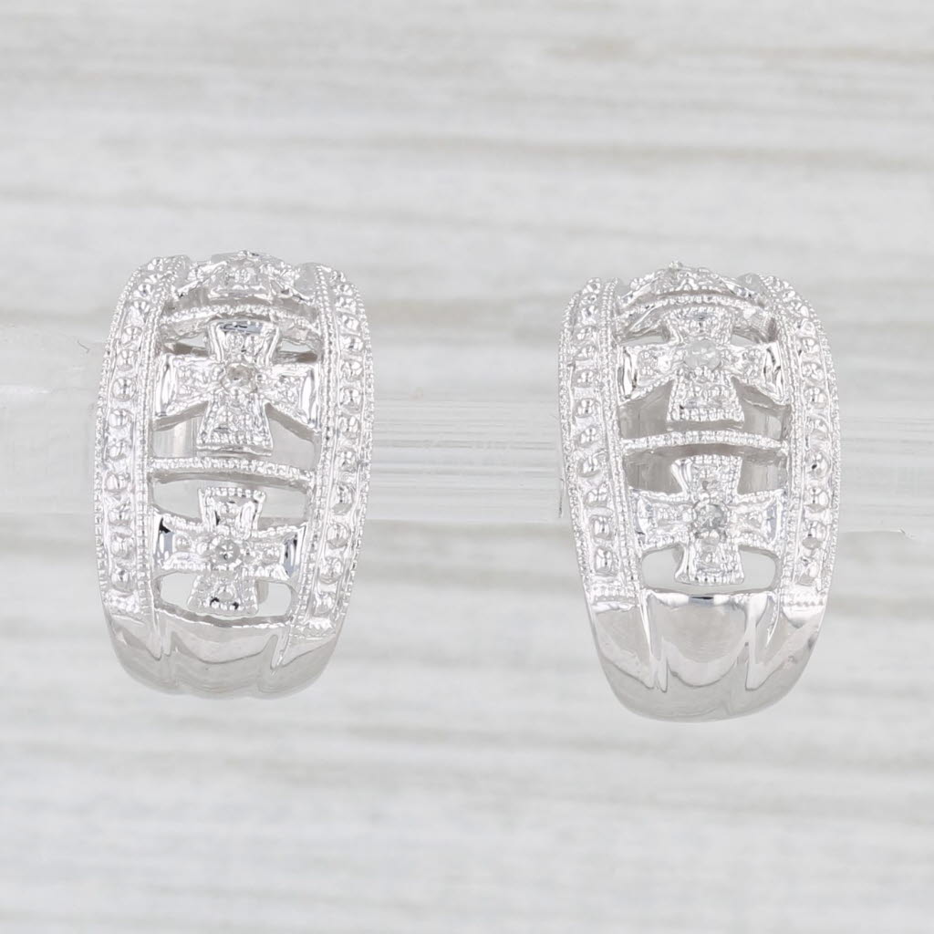 Light Gray Diamond Accented J-Hook Earrings 14k White Gold