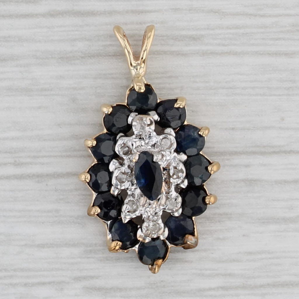 Gray 1.72ctw Diamond Blue Sapphire Pendant 14k Yellow Gold