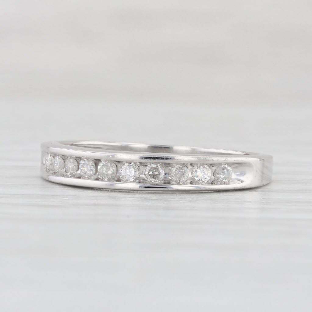 Light Gray 0.20ctw Diamond Wedding Band 10k White Gold Size 7 Stackable Ring