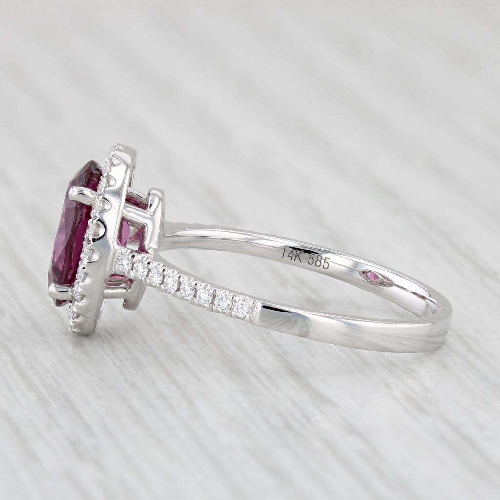 Light Gray New 2.31ctw Oval Rhodolite Garnet Diamond Halo Ring 14k White Gold Engagement