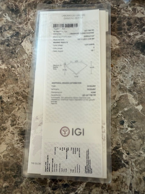 New IGI 3.51ctw Emerald Cut Lab Grown Diamond Engagement Ring 14k Gold Size 6.5