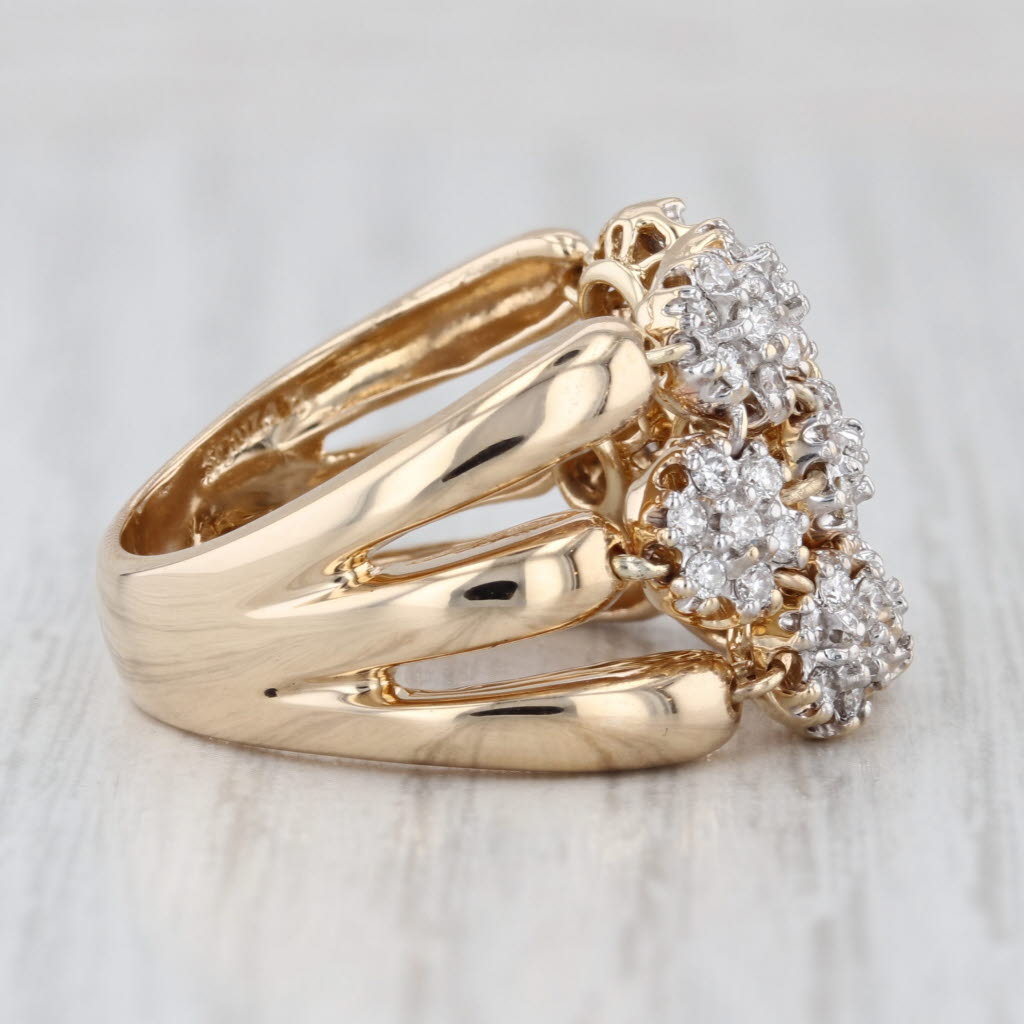Sonia B 0.40ctw Diamond Cluster Ring14k Yellow Gold Size 10 Cocktail Moves