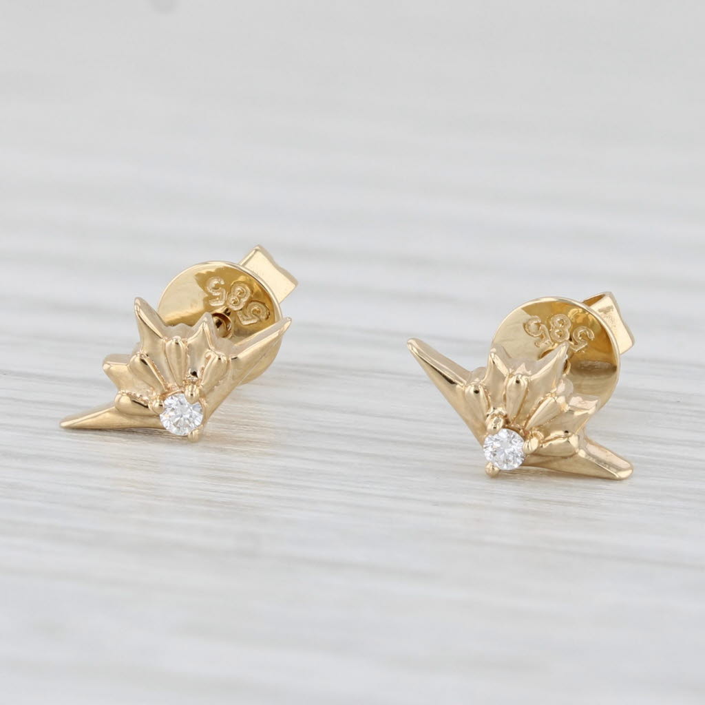 Light Gray New Small Diamond Stud Earrings 14k Yellow Gold