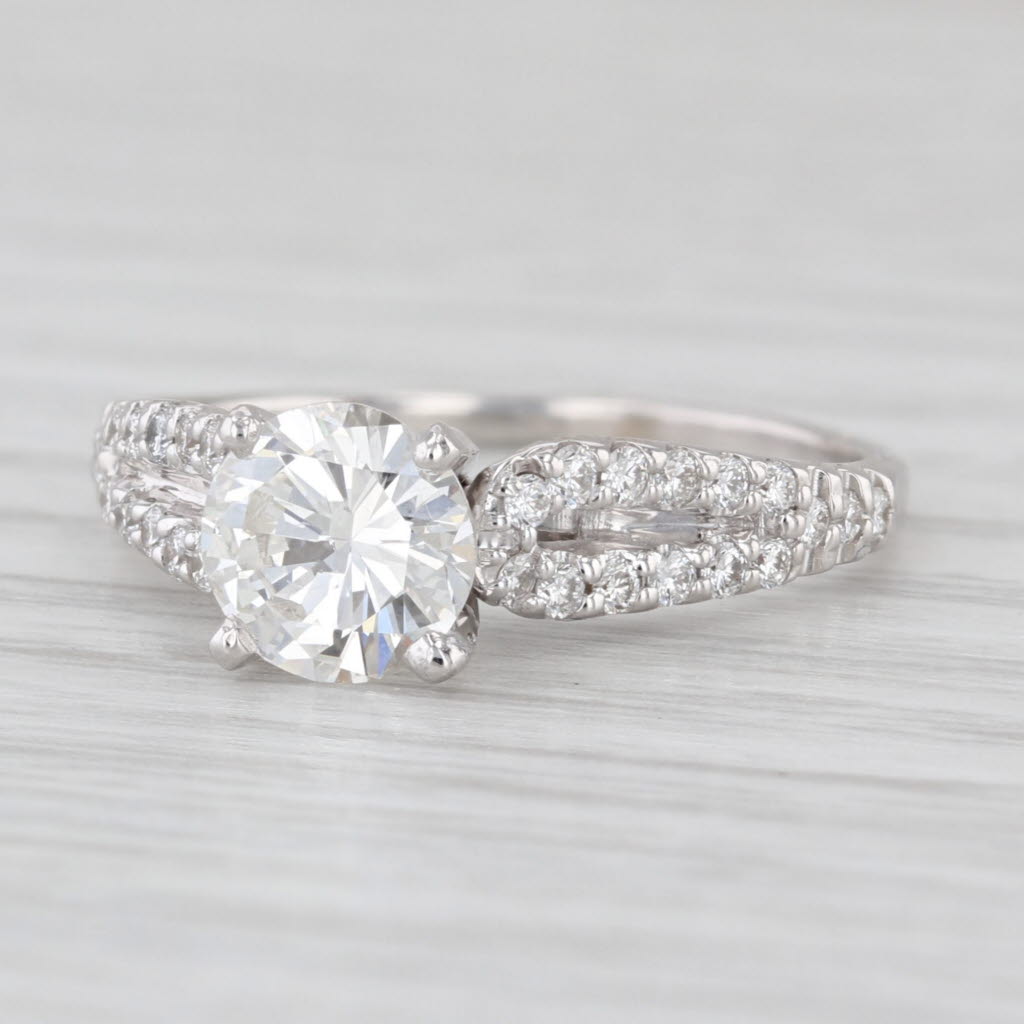 Shane Co GIA 1.35ctw Round Diamond Engagement Ring 14k White Gold Size 7