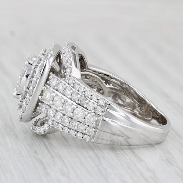 2.39ctw Diamond Cluster Halo Ring 10k White Gold Size 10.5
