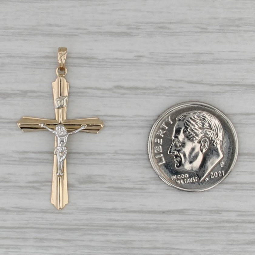 Crucifix Cross Pendant 14k Yellow White Gold Figural Religious Jewelry