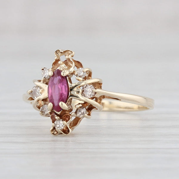 Light Gray 0.39ctw Marquise Ruby Diamond Ring 10k Yellow Gold Size 6.75