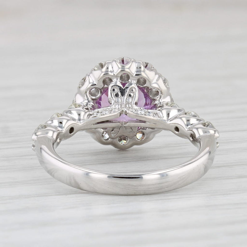 Light Gray 3.14ctw Pink Sapphire Diamond Halo Ring 14k White Gold Size 6 Christopher