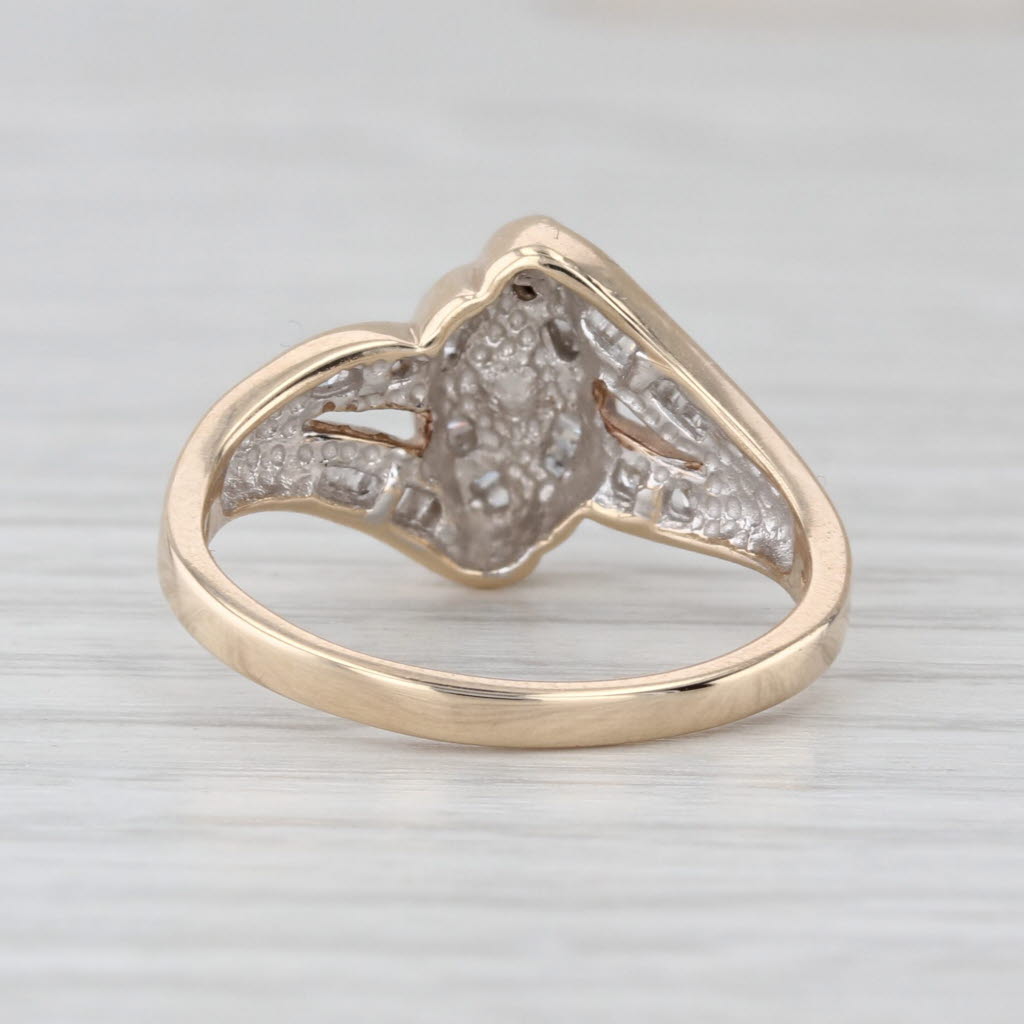 0.29ctw Marquise Diamond Bypass Engagement Ring 10k Yellow Gold Size 7