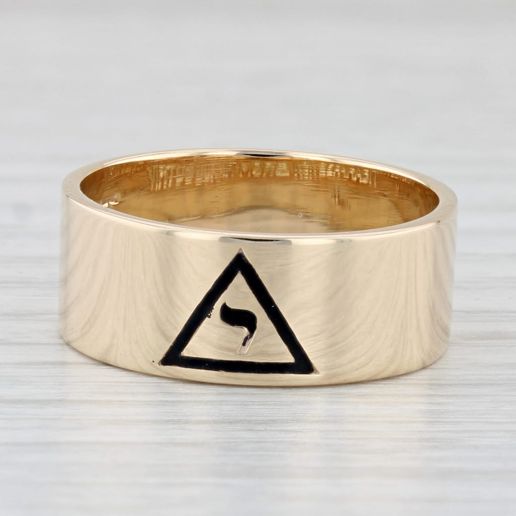 Light Gray Vintage Scottish Rite Yod Ring 10k Yellow Gold Size 9 Masonic Men's Band