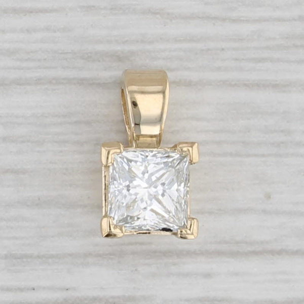 0.47ct Princess Diamond Solitaire Pendant 14k Yellow Gold Small Drop