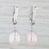 Cultured Pearl Drop Earrings 14k White Gold Snap Top Posts