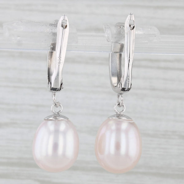 Cultured Pearl Drop Earrings 14k White Gold Snap Top Posts