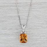 3.25ctw Orange Citrine Diamond Pendant Necklace 14k White Gold 18" Box Chain