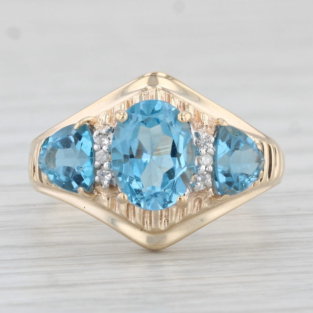 Light Gray 2.95ctw Blue Topaz Diamond Ring 10k Yellow Gold Size 7.75