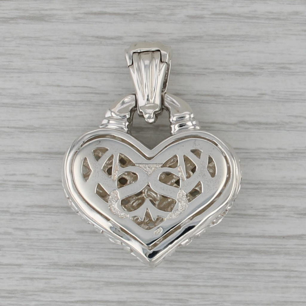 Slane & Slane Large Basketweave Heart Pendant Sterling Silver Enhancer Clip Bail