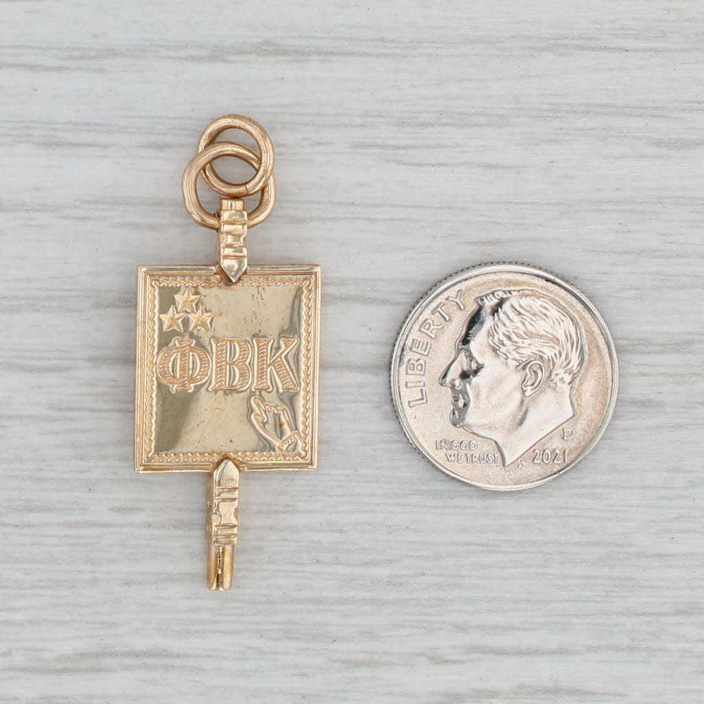 Gray Phi Beta Kappa Honor Society Fraternity Key Fob Vintage 10k Yellow Gold