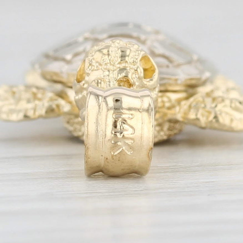 Light Gray Sea Turtle Pendant 14k Yellow White Gold Nautical Jewelry