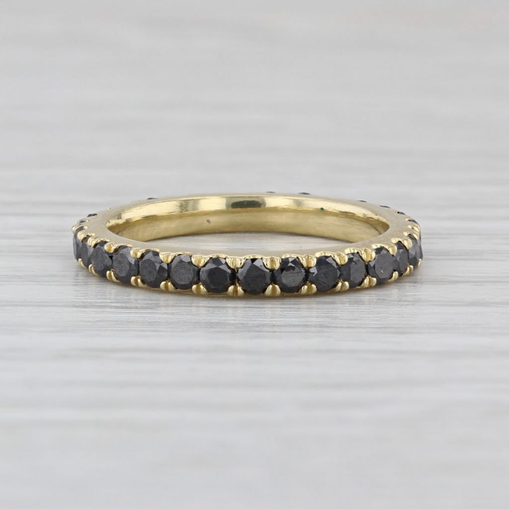 0.80ctw Black Diamond Eternity Ring 18k Gold Stackable Wedding Band Size 4.75