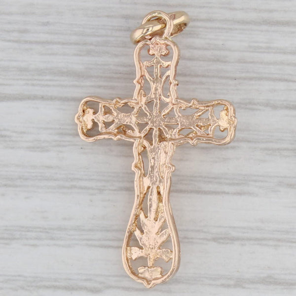 Crucifix Cross Pendant 14k Yellow Gold Ornate Figural Religious