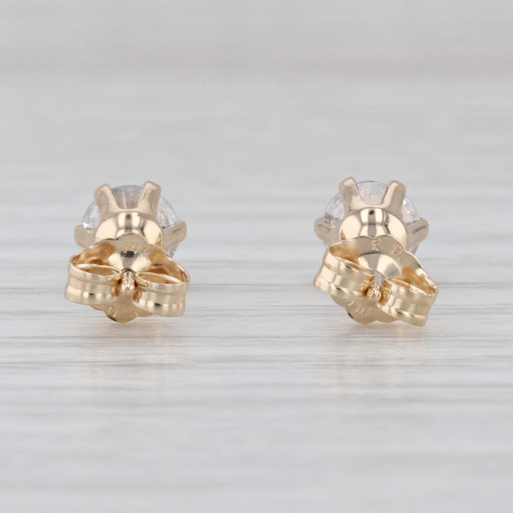 0.98ctw Diamond Stud Earrings 14k Yellow Gold Round Solitaire Studs
