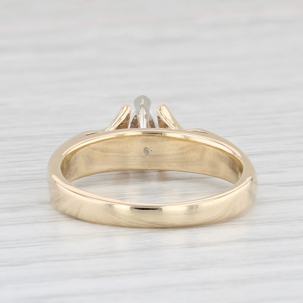 Light Gray Cubic Zirconia Marquise Solitaire Ring 14k Yellow Gold Size 6.5 Engagement