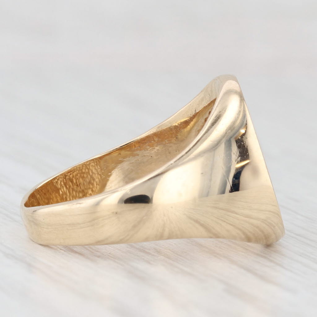 Light Gray Engravable Signet Ring 10k Yellow Gold Size 8 Vintage