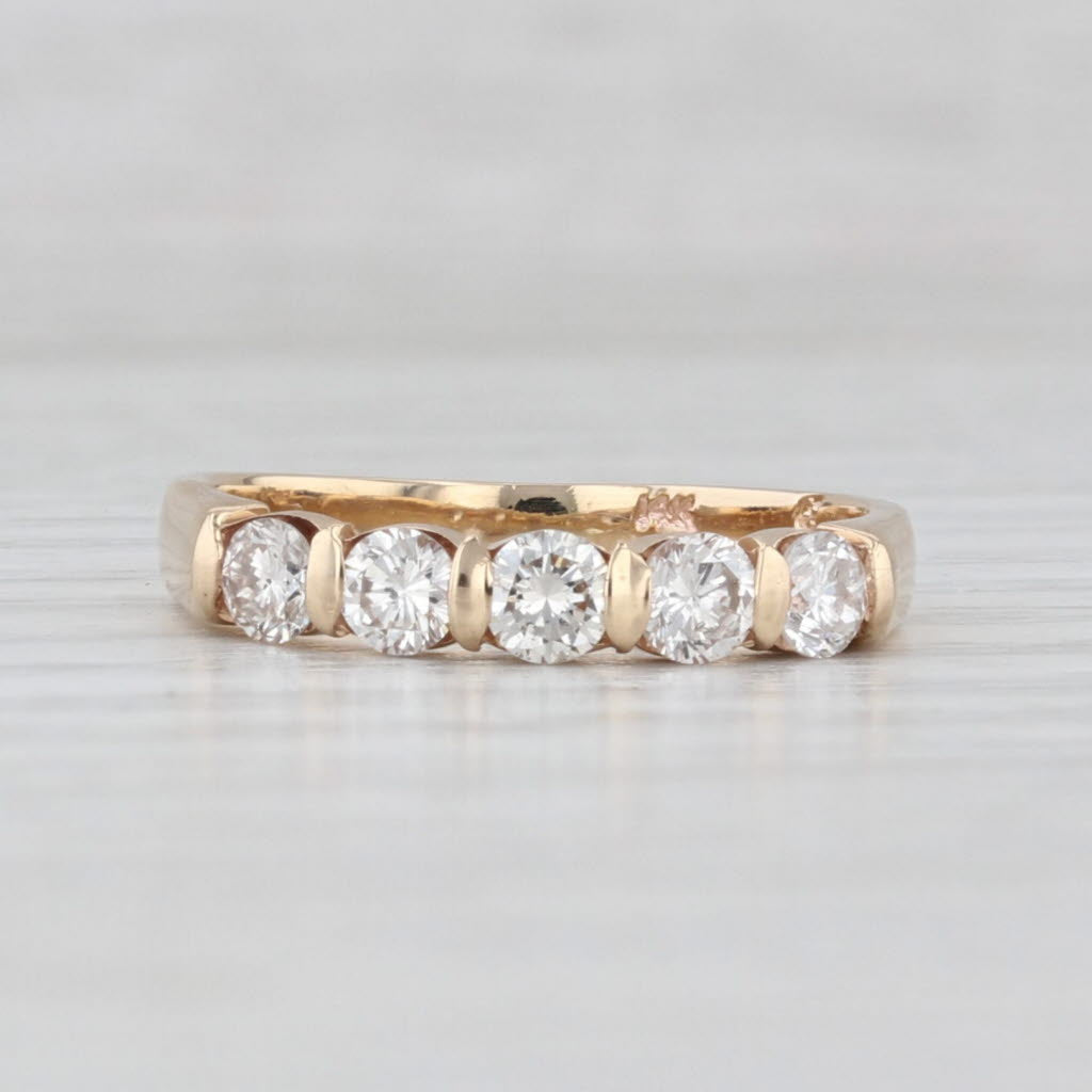 Light Gray 0.62ctw Diamond Wedding Band 14k Yellow Gold Sz 6.25 Stackable Anniversary Ring