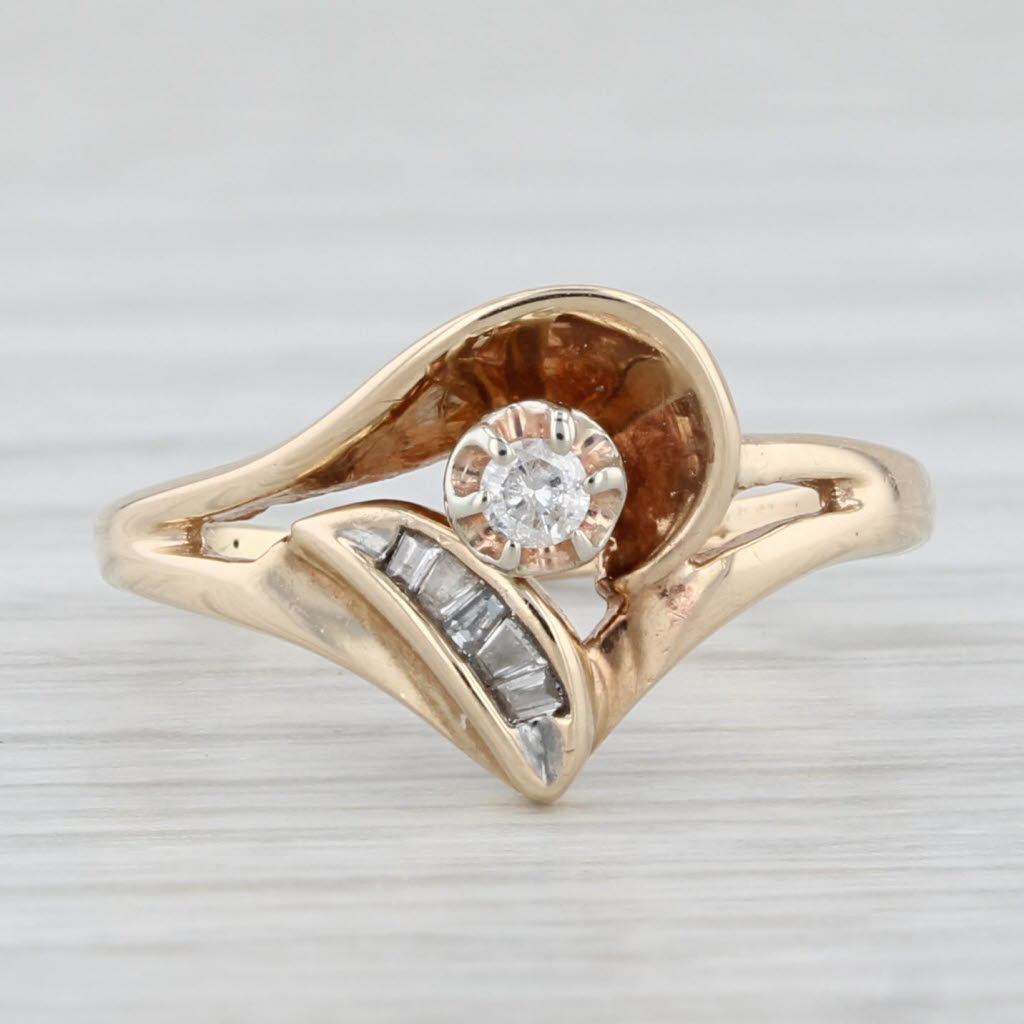 Light Gray Diamond Abstract Heart Ring 10k Yellow Gold Size 3.5