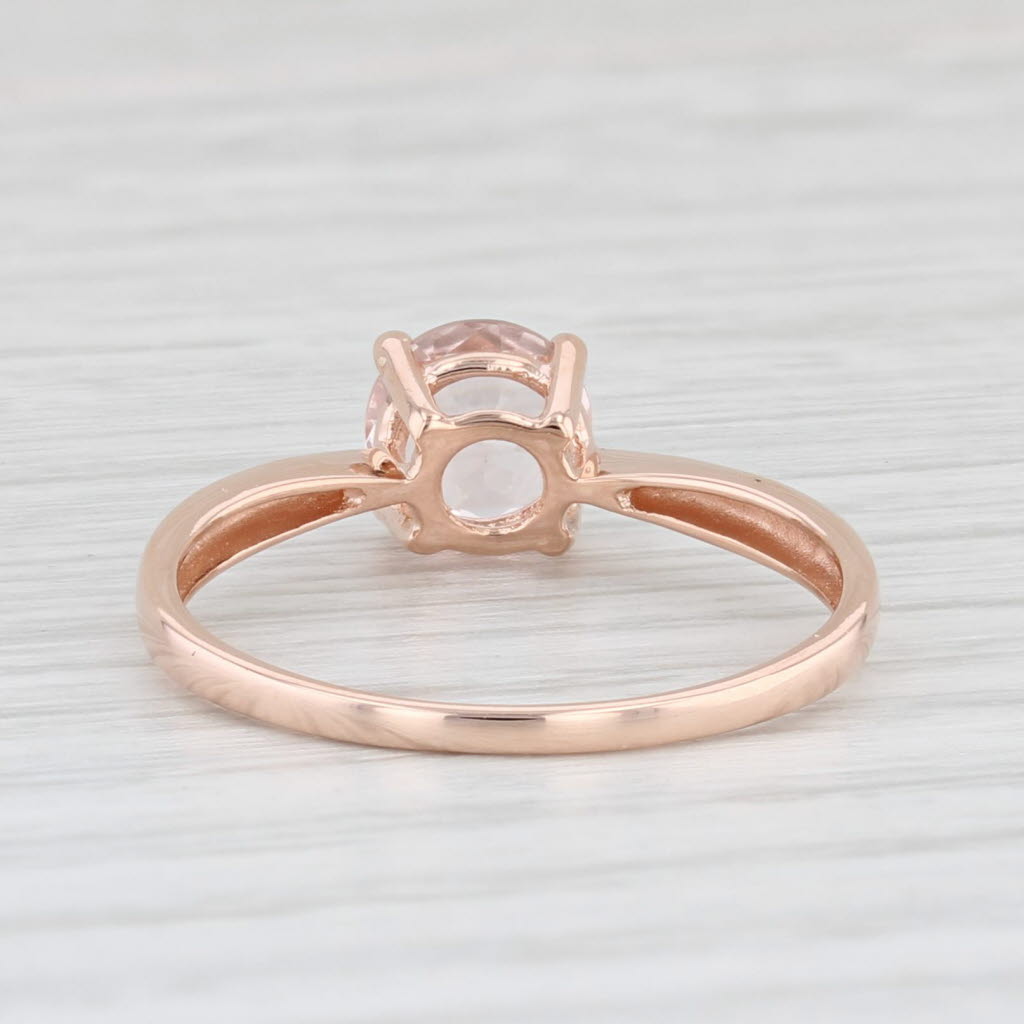 Light Gray 0.74ct Round Pink Morganite Solitaire Ring 10k Rose Gold Size 8