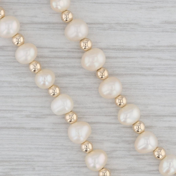 Cultured Freshwater Pearl Bead Strand Necklace 14k Yellow Gold 18.25"