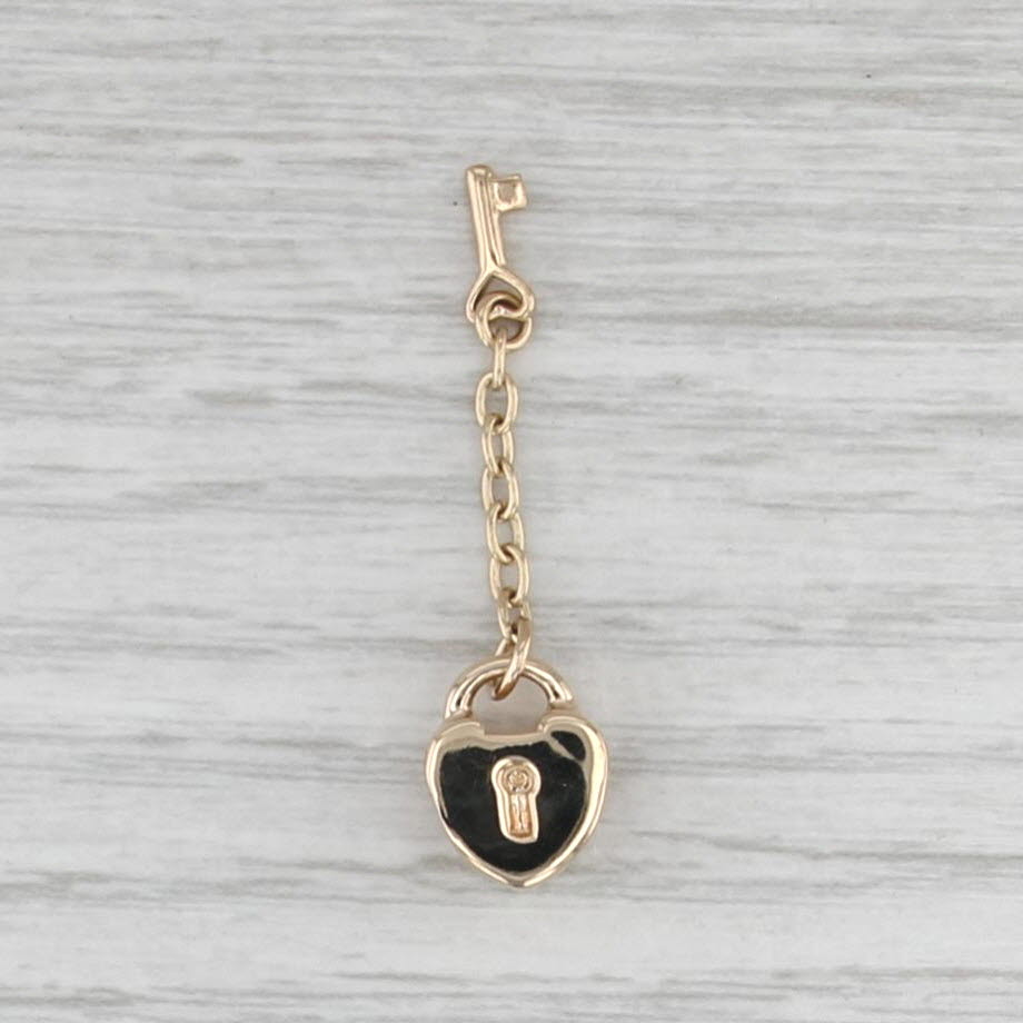 Authentic Pandora Heart Lock & Key Charm 750341 14k Gold Bead Retired
