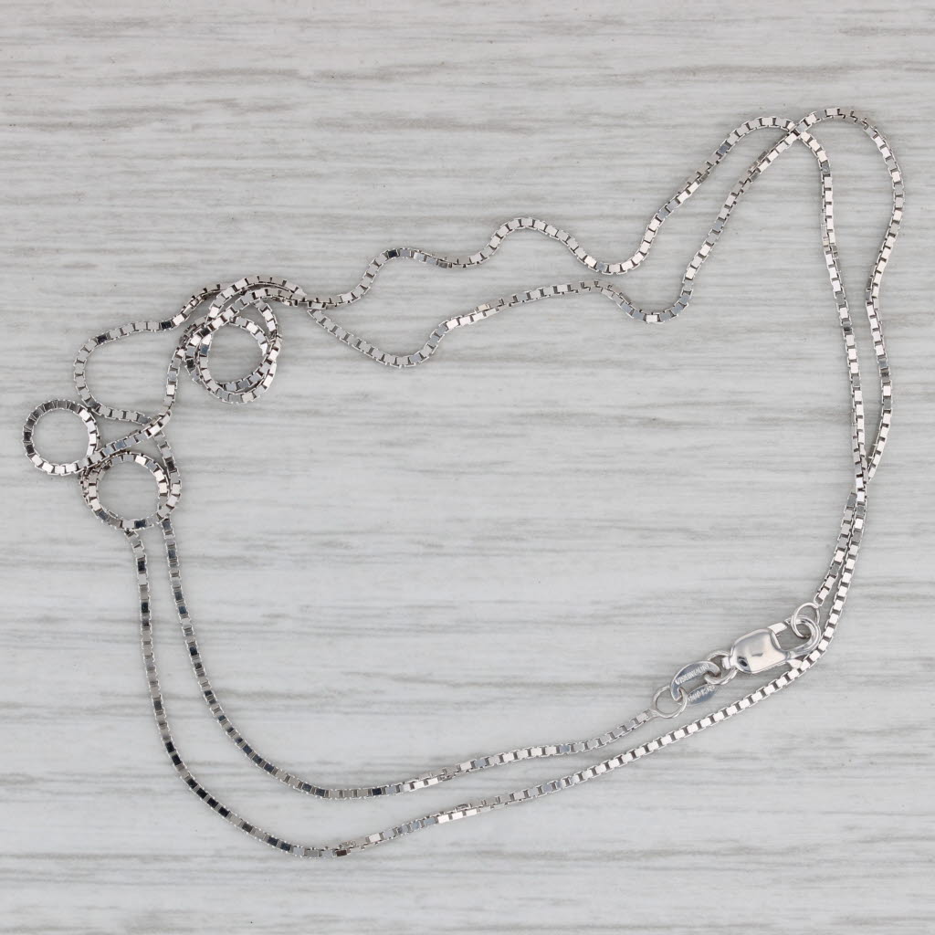 Gray New Box Chain Necklace 10k White Gold 20" 0.9mm