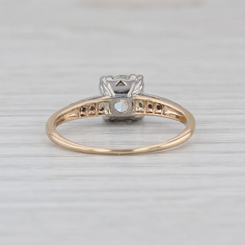 Vintage GIA 0.80ctw Diamond Engagement Ring 14k Gold Palladium Size 6-6.25