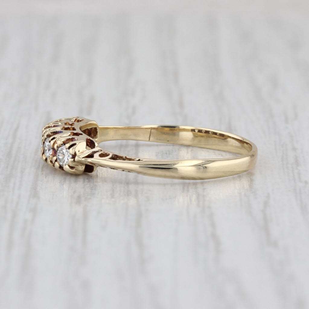 Vintage 0.24ctw Diamond 5-Stone Ring 14k Gold Stackable Anniversary Wedding