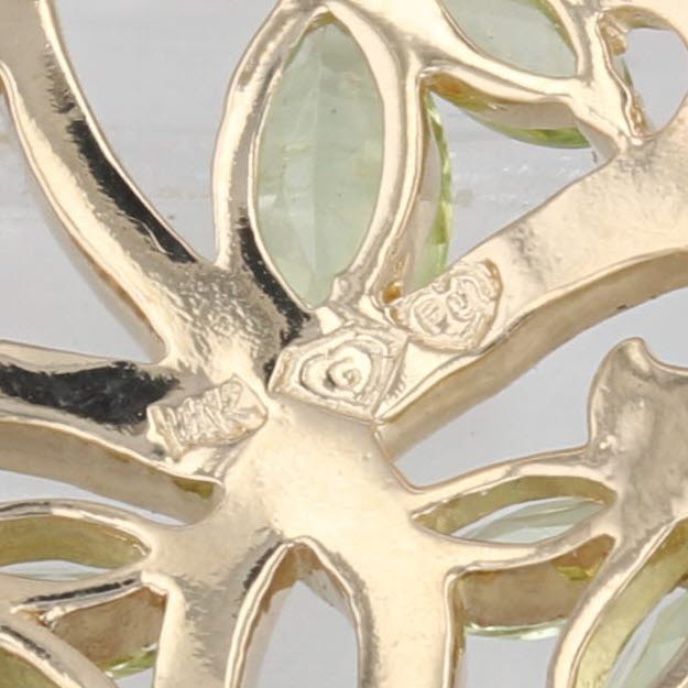 1.38ctw Peridot Topaz Citrine Floral Pendant 14k Yellow Gold