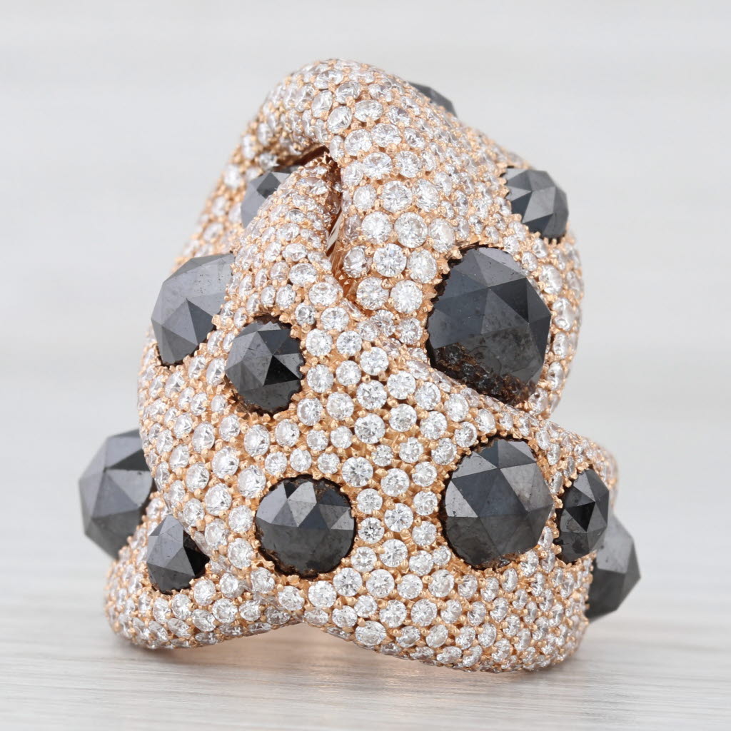 Palmiero 9.27ctw Black White Diamond Knot Ring 18k Yellow Gold Size 7 Cocktail