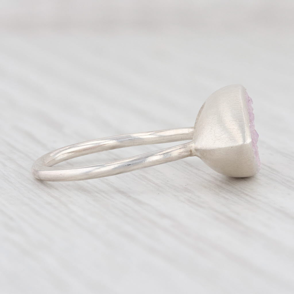 New Nina Wynn Ring Druzy Pink White Quartz Size 7 Sterling Silver Statement