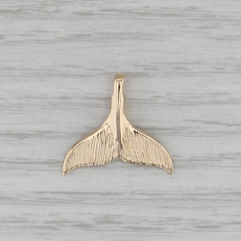 Whale Tail Pendant 14k Yellow Gold Nautical Jewelry