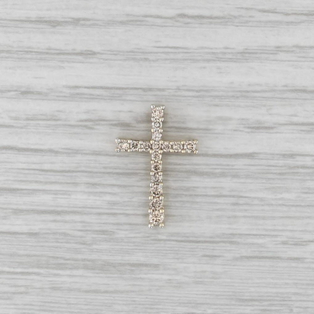 0.40ctw Champagne Diamond Cross Pendant 10k Yellow Gold